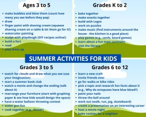 Support a child's mental health with fun summer activities list